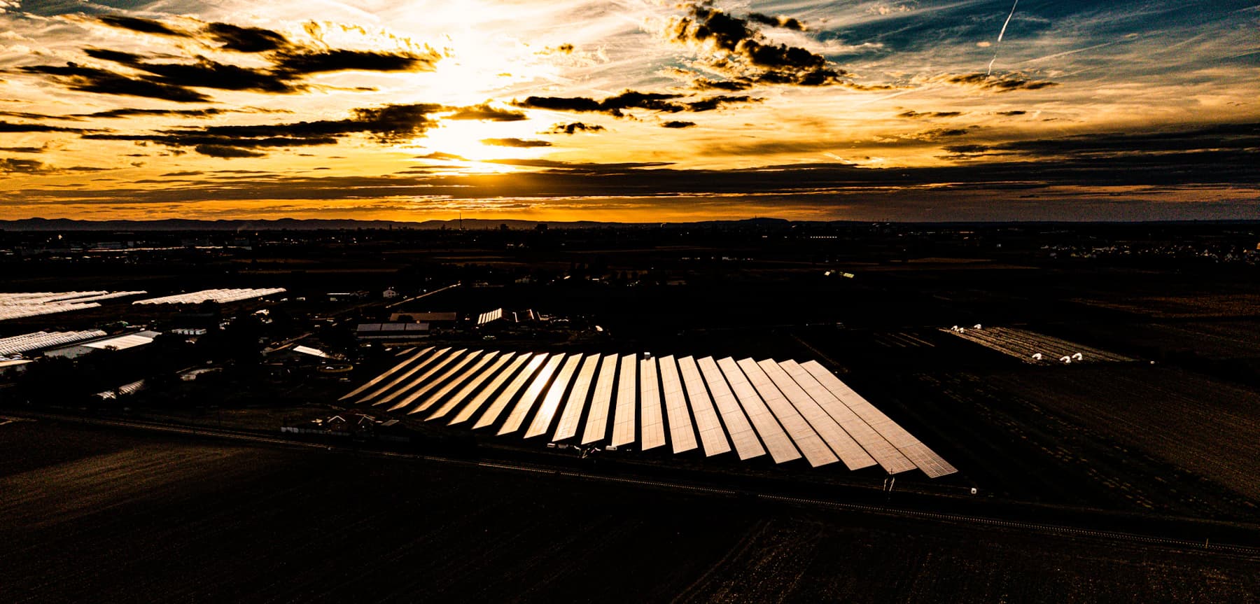 An aerial view of solar infrastructure.